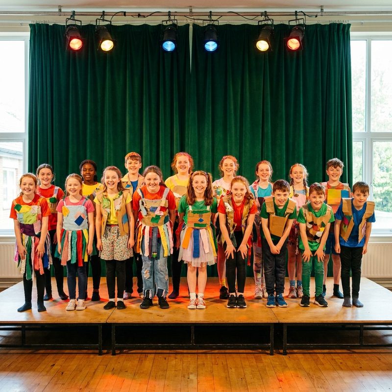 Young performers taking a bow on stage