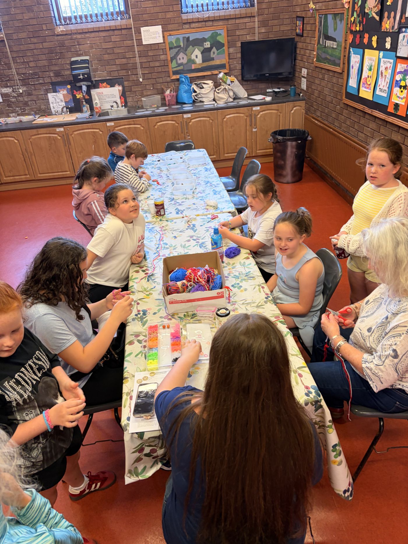 Younger children doing arts and crafts at the Centre